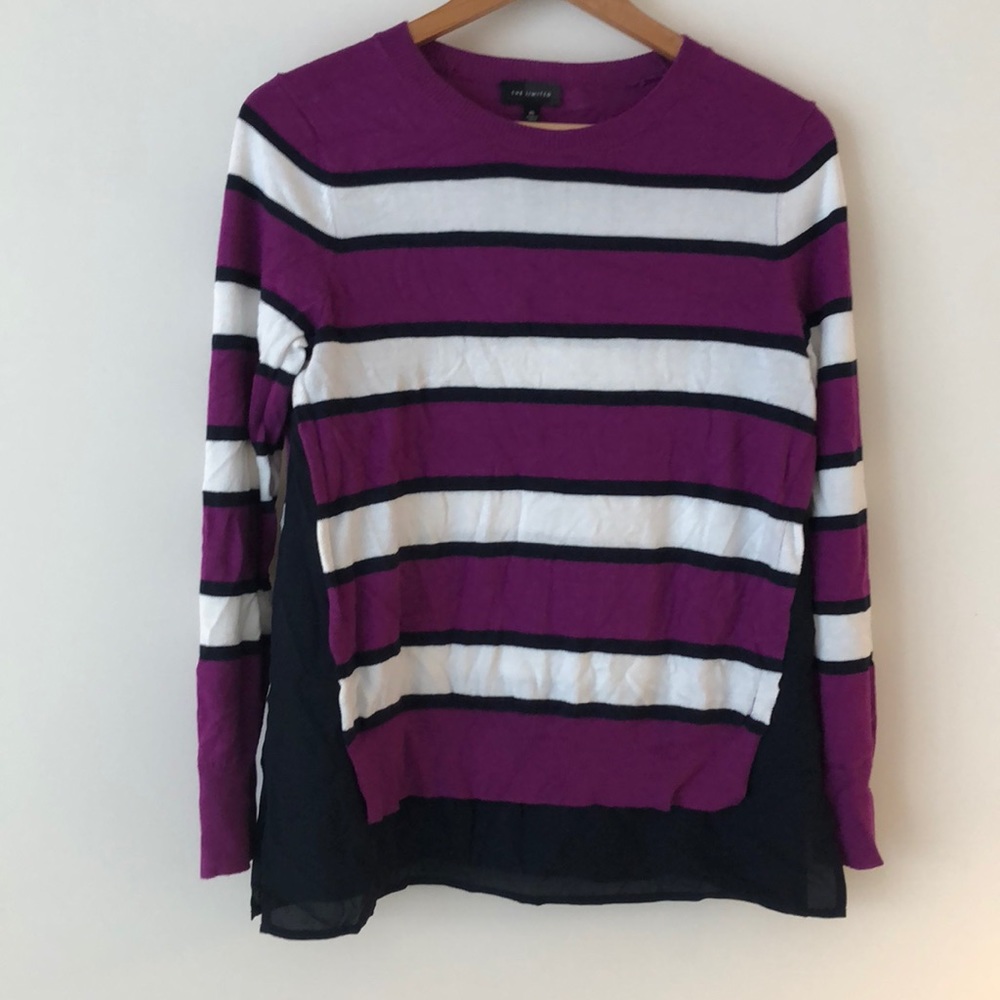 Cotton blend sweater with chiffon underlay